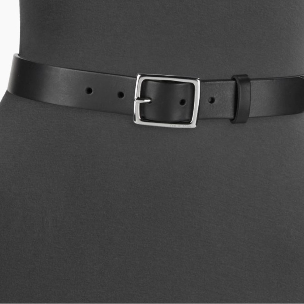 Rag and Bone Boyfriend Belt- Black Leather Belt with Silver Buckle - Picture 2 of 7